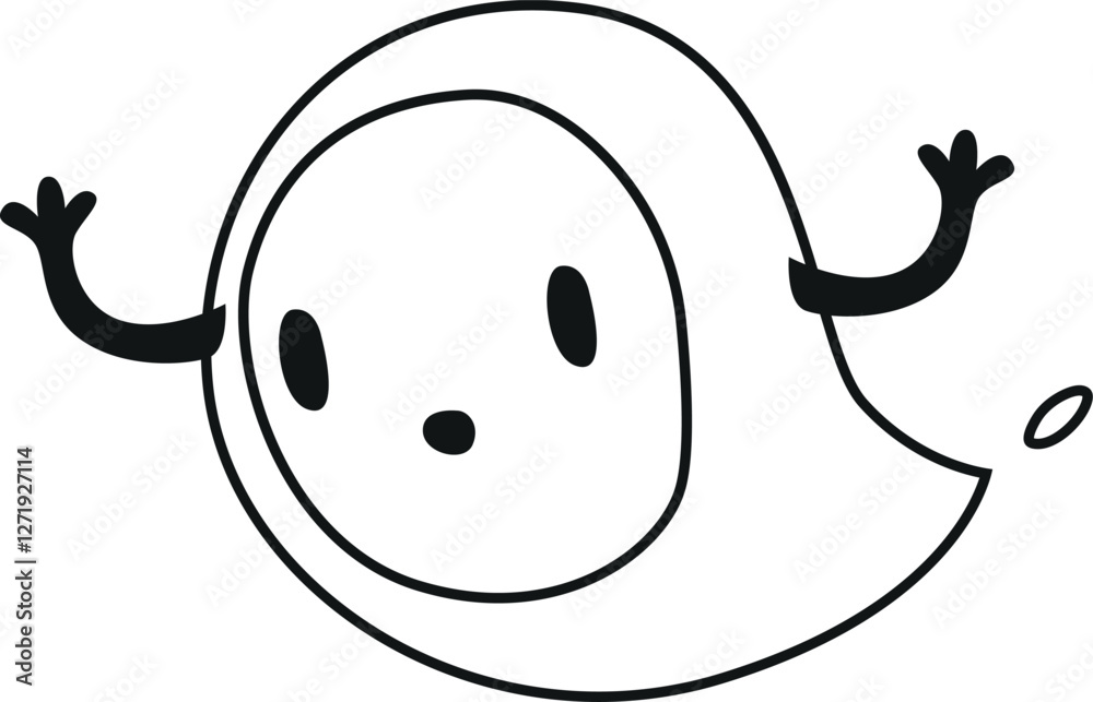 Fotografie Spooky ghost black-and-white character vector illustration