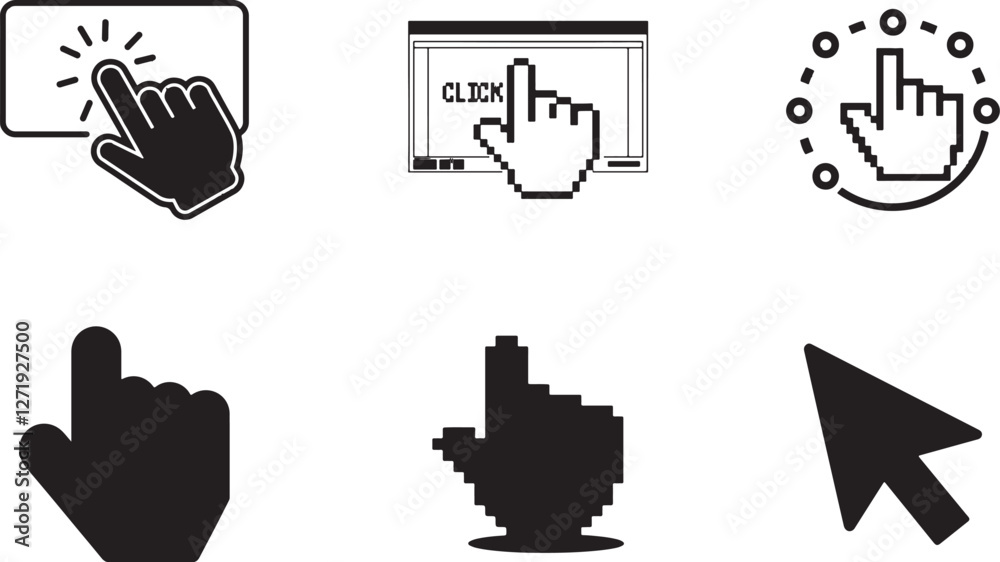 Poster mouse cursor icon vector illustration of a hand cursor and A ...