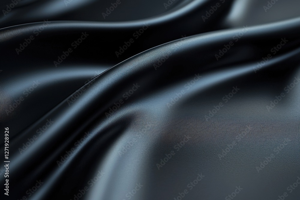 Obraz premium A close-up of smooth, dark fabric with gentle waves creating a luxurious and elegant abstract texture, ideal for backgrounds and design elements.