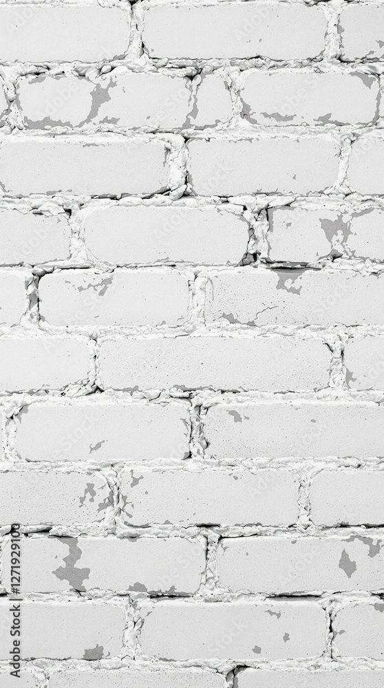 Close-up view of an old brick wall with white paint and intricate mortar patterns, decorative element, rustic charm, architectural feature Close-up view of an old brick wall with white paint and intricate mortar patterns, decorative element, rustic charm, architectural feature