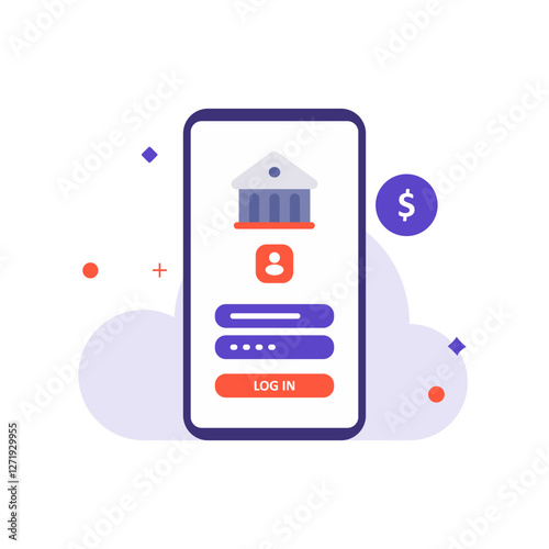 Vector illustration of a Mobile banking.