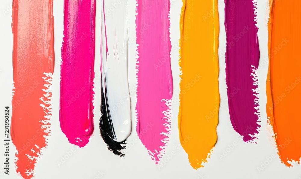 Naklejka premium Vibrant strokes of paint in various colors on a white background, showcasing artistic creativity