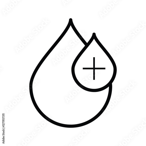 Water Drop Icon. Oil Drop With Plus Sign. Isolated on white background.