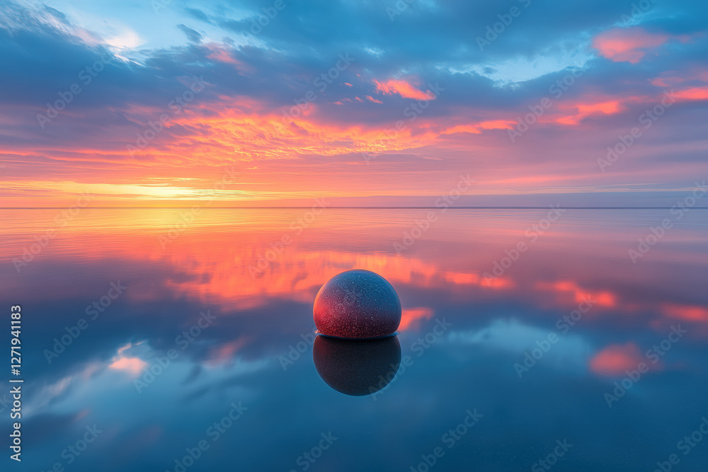 Serene Sunset over Calm Water with Bobbing Buoy Serene Sunset over Calm Water with Bobbing Buoy