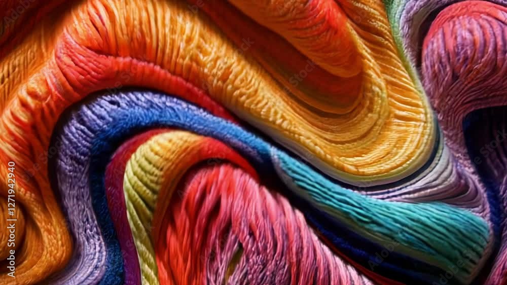 Vibrant woven textures: colorful abstract textile patterns and fabric waves. Vibrant woven textures: colorful abstract textile patterns and fabric waves.
