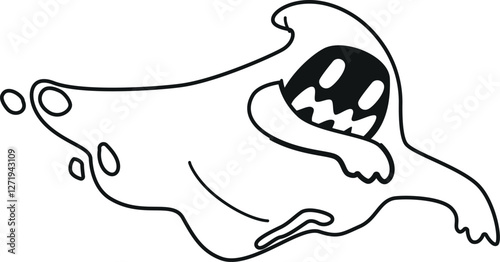 Chasing ghost Halloween character vector illustration