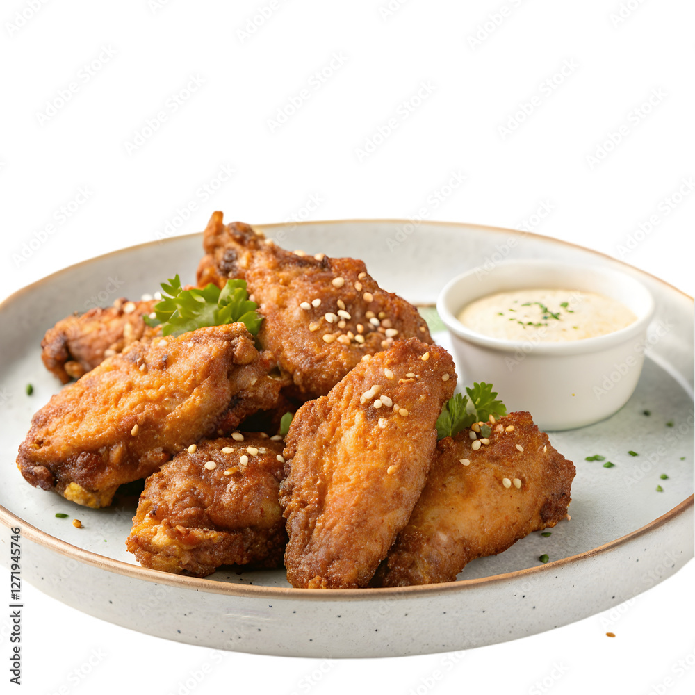 Crispy Sesame Chicken Wings Recipe & Image isolated on transparent background Crispy Sesame Chicken Wings Recipe & Image isolated on transparent background