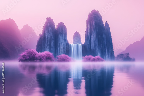 Majestic Twilight Waterfall Wonderland 