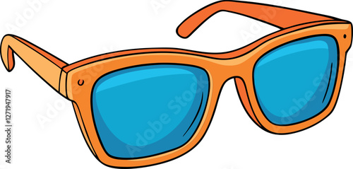 Sunglasses High Colorful Minimalistic Vector Design, Cartoonish Illustration, Trendy Eyewear, Stylish Fashion Accessory, Vibrant Shades, Modern Sun Protection, Artistic Summer Glasses Concept.