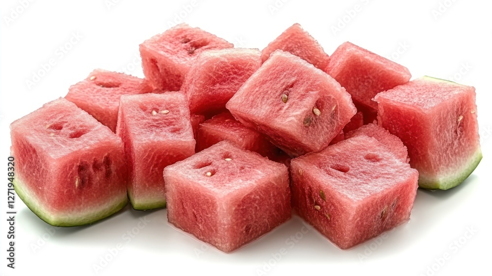 Cubed Watermelon on White Background Cubed Watermelon on White Background
