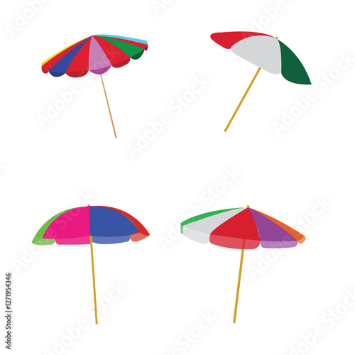 beach umbrellas illustration of four colorful