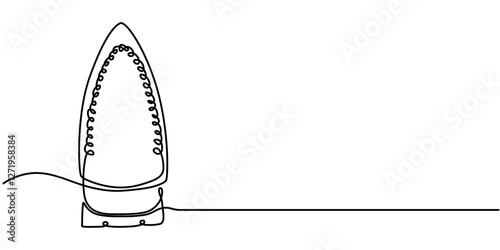 Continuous one line drawing of an clothes iron, Electric iron drawn in a continuous line in minimalism style, household appliances, household assistant, ironed linen, in one line, editable vector pro.