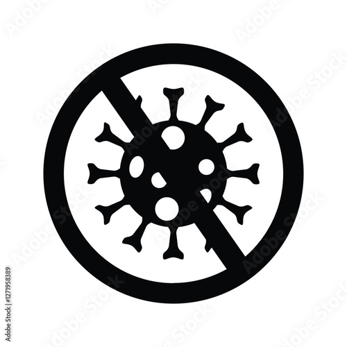Virus Icon. No Viruses. Illustration of a virus with a prohibited sign.