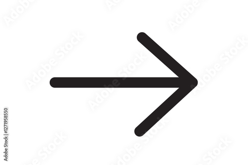 Straight pointed arrow icon. Black arrow pointing to the right. Black direction pointer