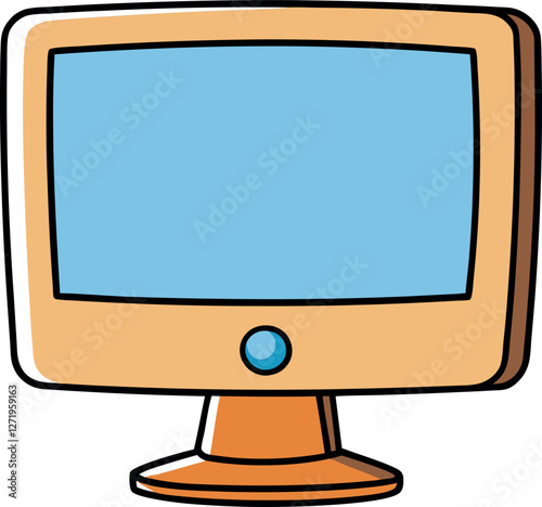 Colorful Computer Monitor Vector Illustration – High-Quality Minimalistic Cartoon Design with Vibrant Aesthetic, Sleek Lines, and Modern Look for Digital Workspaces and Technology