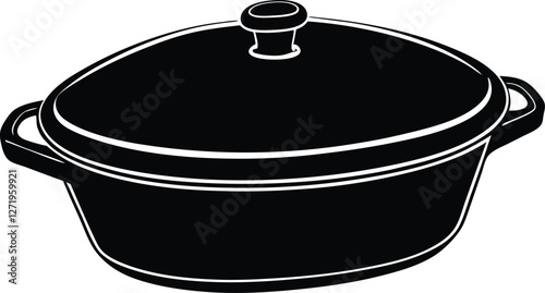 Casserole dish silhouette illustration.