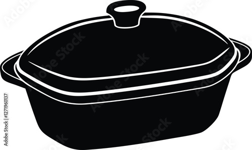 Casserole dish silhouette illustration.