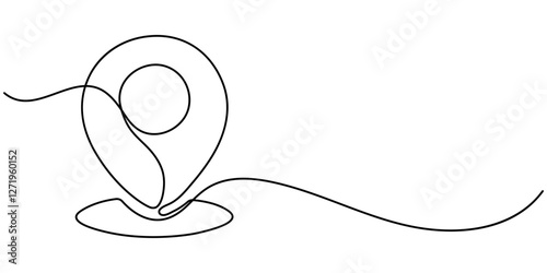 Geolocation icon vector illustration. Continuous one line drawing navigator, continuous one line google map point route directions and location outline vector art illustration, map pin icon. 