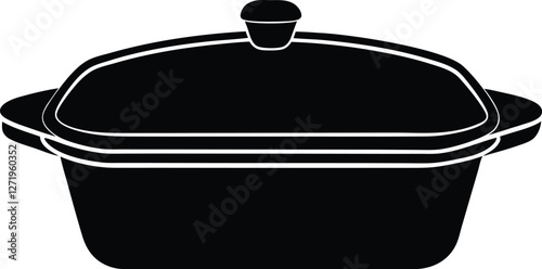 Casserole dish silhouette illustration.
