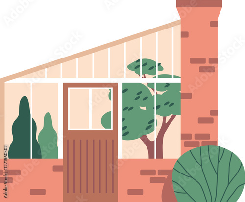 Greenhouse botanical garden vector illustration