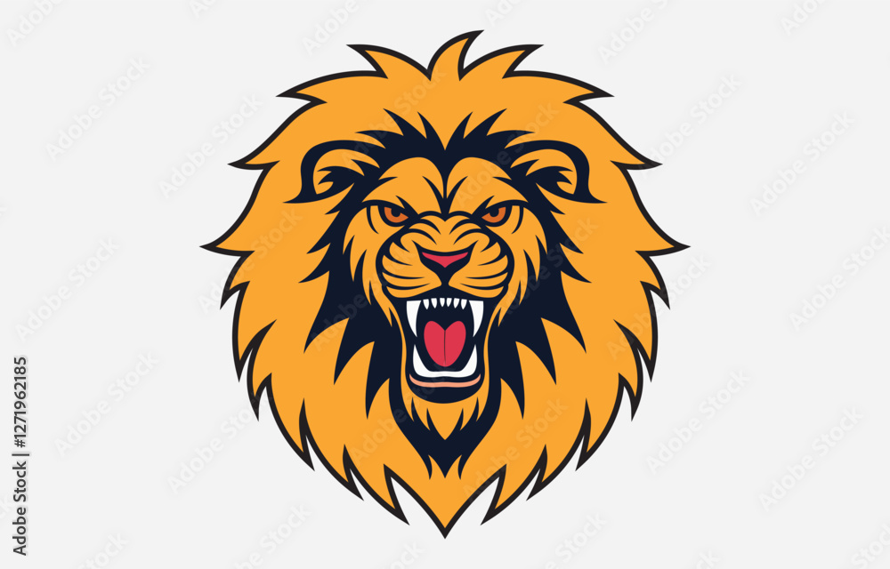 Fototapeta premium Lion head vector art Illustration Isolated on white background 