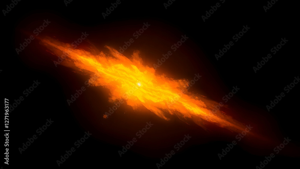 Bright orange flames streak across a black background, forming a fiery, abstract shape. Powerful and dynamic, like a comet or explosion. Bright orange flames streak across a black background, forming a fiery, abstract shape. Powerful and dynamic, like a comet or explosion.