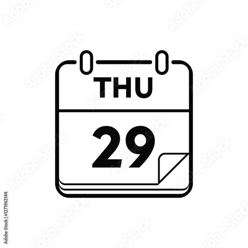 calender icon, 29 thursday icon with white background