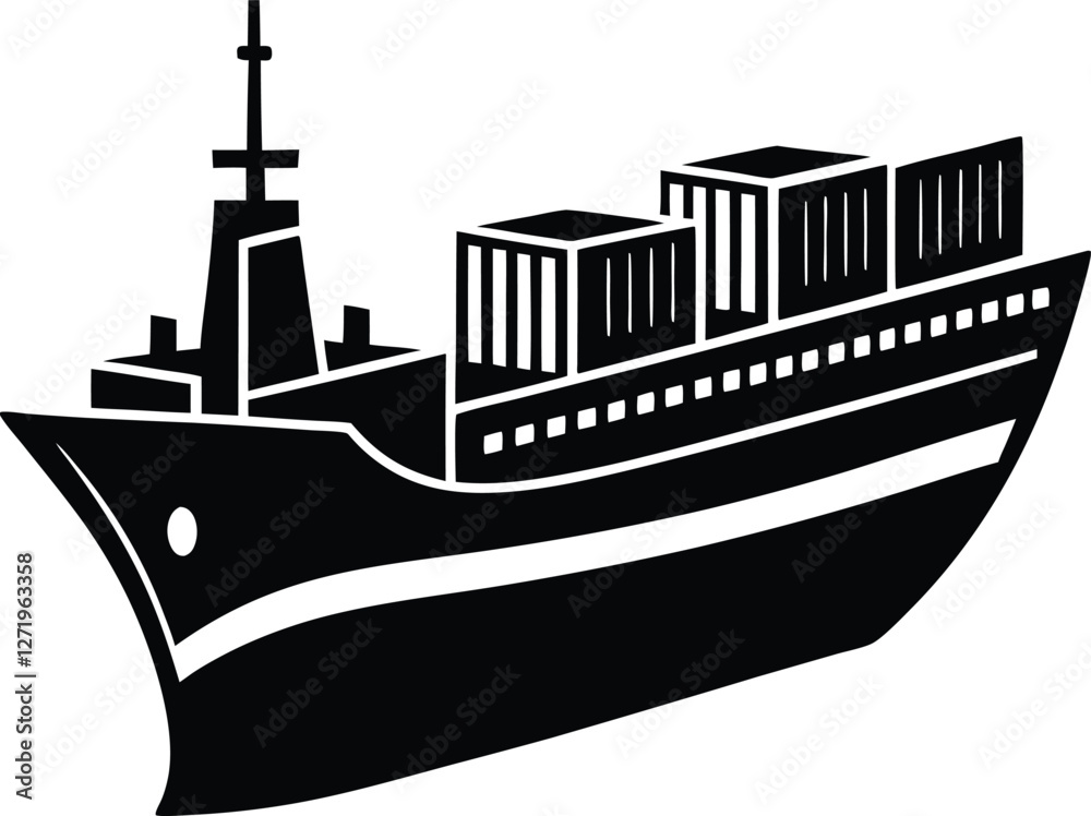 Obraz premium Ship silhouette vector illustration