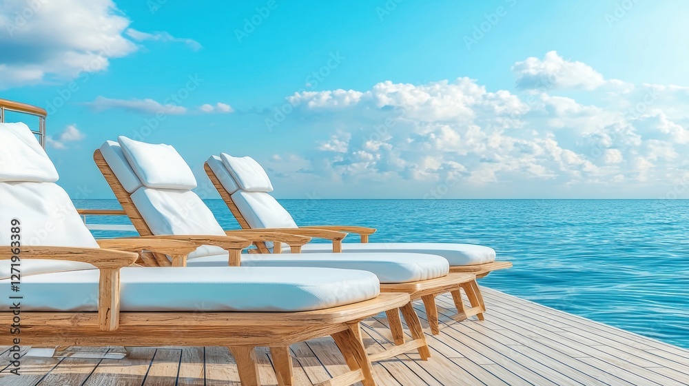Luxury Yacht Deck Relaxation: Tranquil Ocean View Luxury Yacht Deck Relaxation: Tranquil Ocean View