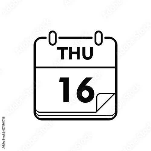 calender icon, 16 thursday icon with white background
