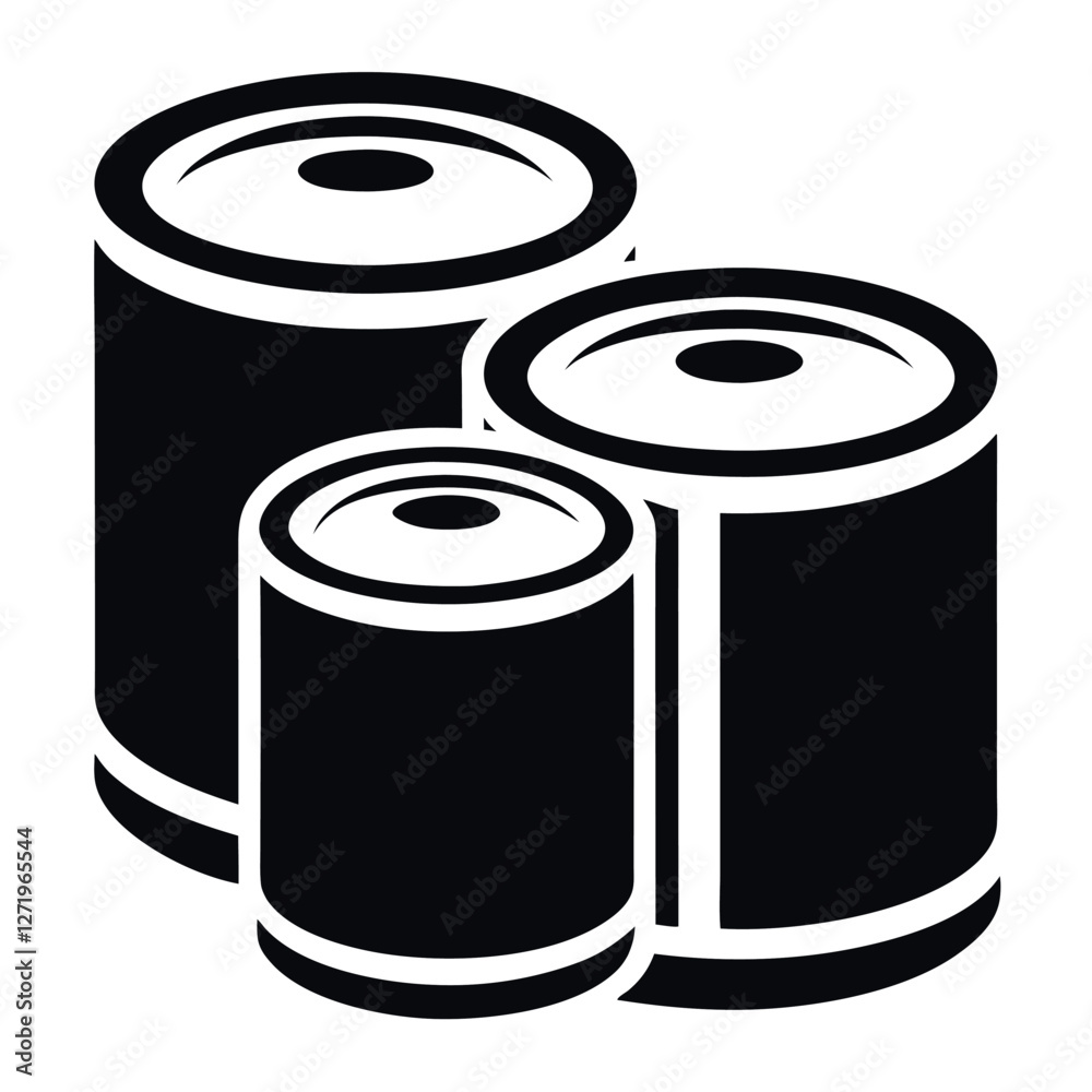Paint cans are stacked in a simple graphic design. Paint cans are stacked in a simple graphic design.