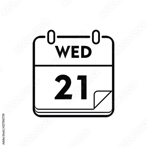 calender icon, 21 wednesday icon with white background