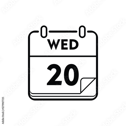 calender icon, 20 wednesday icon with white background