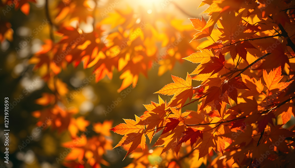 Vibrant autumn leaves glowing in soft, golden sunlight, Diffused lighting. with white shades Vibrant autumn leaves glowing in soft, golden sunlight, Diffused lighting. with white shades