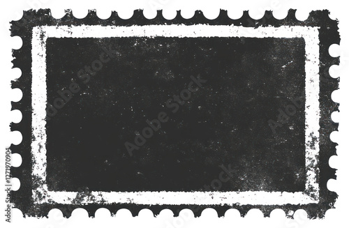 PNG Empty banner postage stamp frame grunge black white.