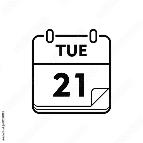 calender icon, 21 tuesday icon with white background