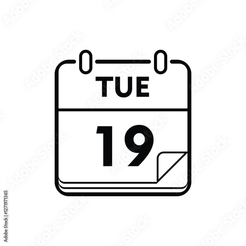 calender icon, 19 tuesday icon with white background