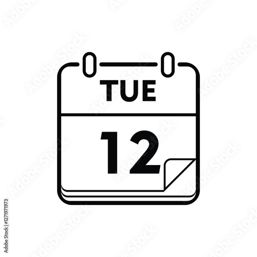 calender icon, 12 tuesday icon with white background