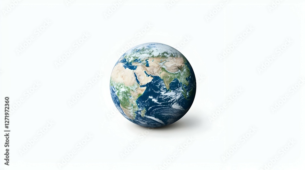 Detailed Earth Globe Model on White Background Detailed Earth Globe Model on White Background