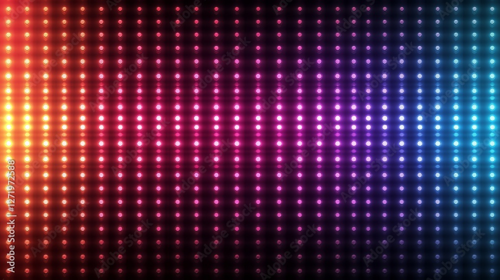 Illuminated dot matrix features a spectrum of vibrant colors Illuminated dot matrix features a spectrum of vibrant colors