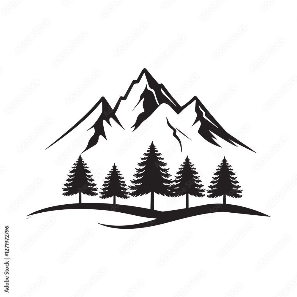 Obraz premium mountain mirage silhouette vector art logo