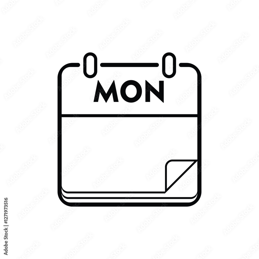 calender icon, monday icon with white background calender icon, monday icon with white background