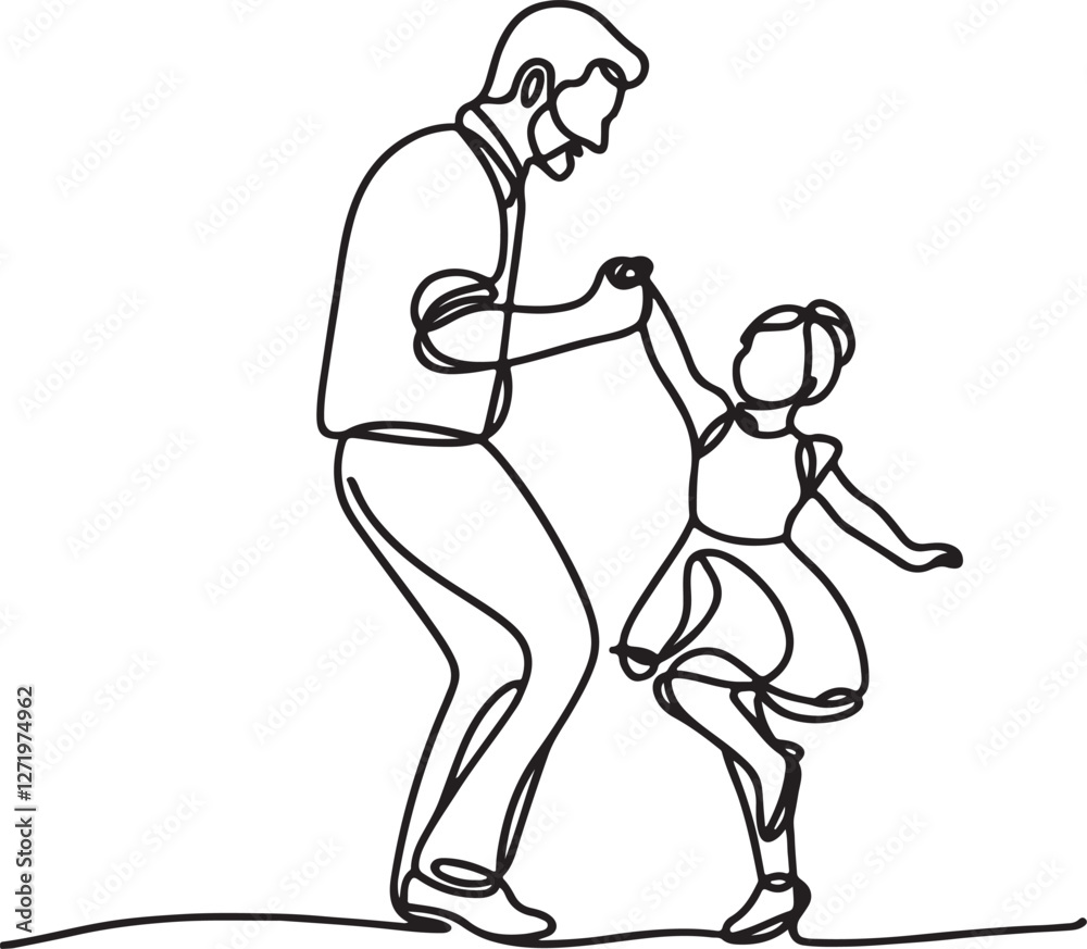 Minimalist Line Drawing of Father and Daughter Dancing Vector Minimalist Line Drawing of Father and Daughter Dancing Vector