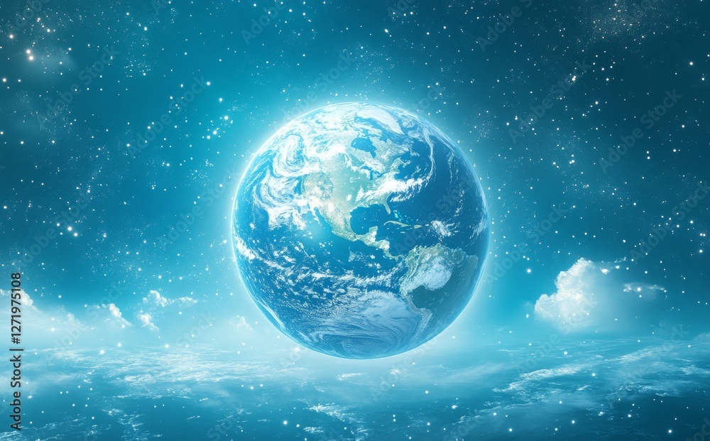 Obraz premium Abstract digital planet earth view light blue background