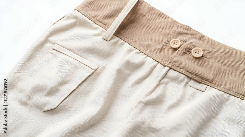 Off White Pants with Wave Pattern and Beige Detail Off White Pants with Wave Pattern and Beige Detail