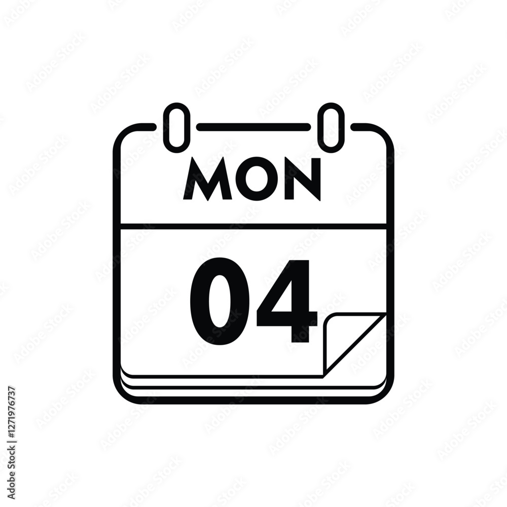 calender icon, 04 monday icon with white background