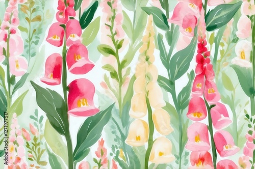 Vintage colorful fantasy dreamy abstract blooming botanical flowers seamless patterns illustration, nature theme concept texture design.
