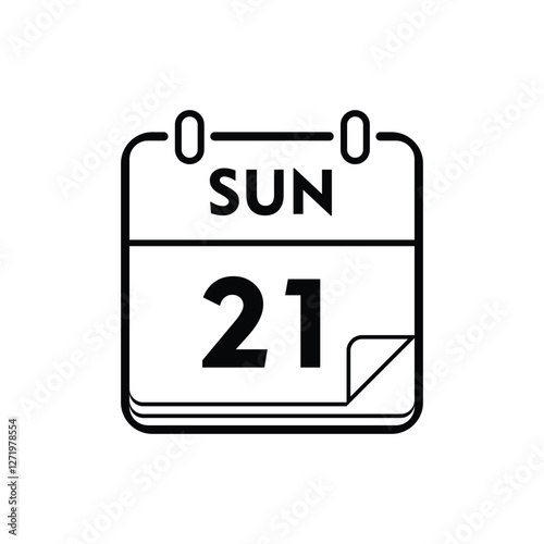 calender icon, 21 sunday icon with white background