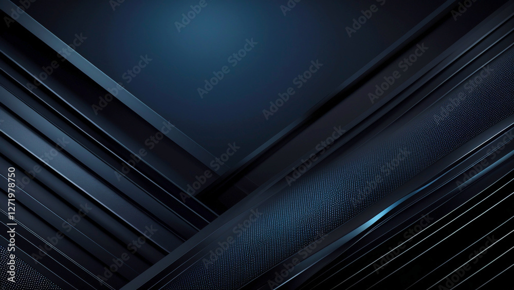 Obraz premium Deep black dynamic abstract background with diagonal lines, Modern creative halftone premium gradient illustration