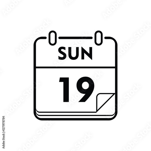 calender icon, 19 sunday icon with white background